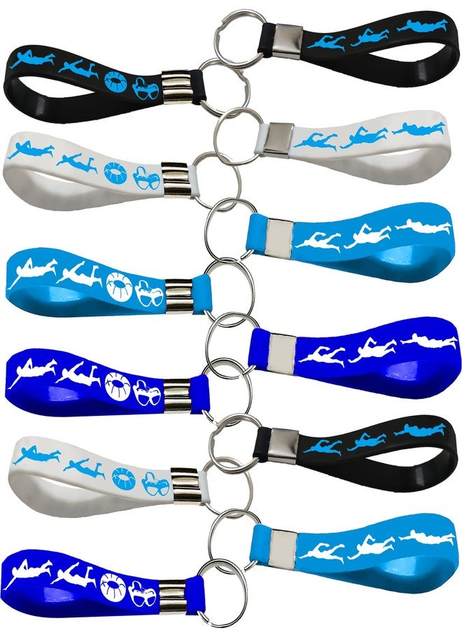 PIBIPAID 24PCS Swimming Rubber Bracelets Keychains Party Favors-Sport Themed Silicone Bracelets Party Supplies Swimming Action Themed Birthday Baby Shower Party Decorations - Image 4